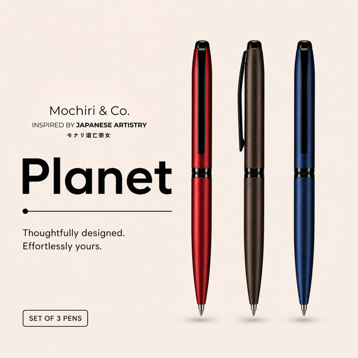 Mochiri & Co. Japan inspired Planet 小さな惑星 Mini Roller Ball Pens Pack of 3