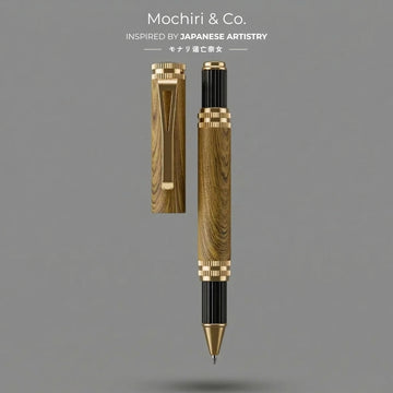 Mochiri & Co.  Jokuo 樹皇 Edition Roller Ball Pen I 木目調ブラスボディ I 0.45mm Precision Tip I inspired from Japanese Design