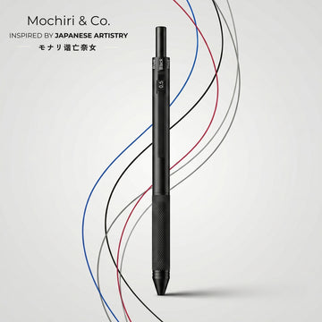 Mochiri & Co. Japan inspired VECTOR 4 | Matte Black 4-in-1 Multi-Function Writing Instrument | 3 Ink Colours + 0.5mm Pencil