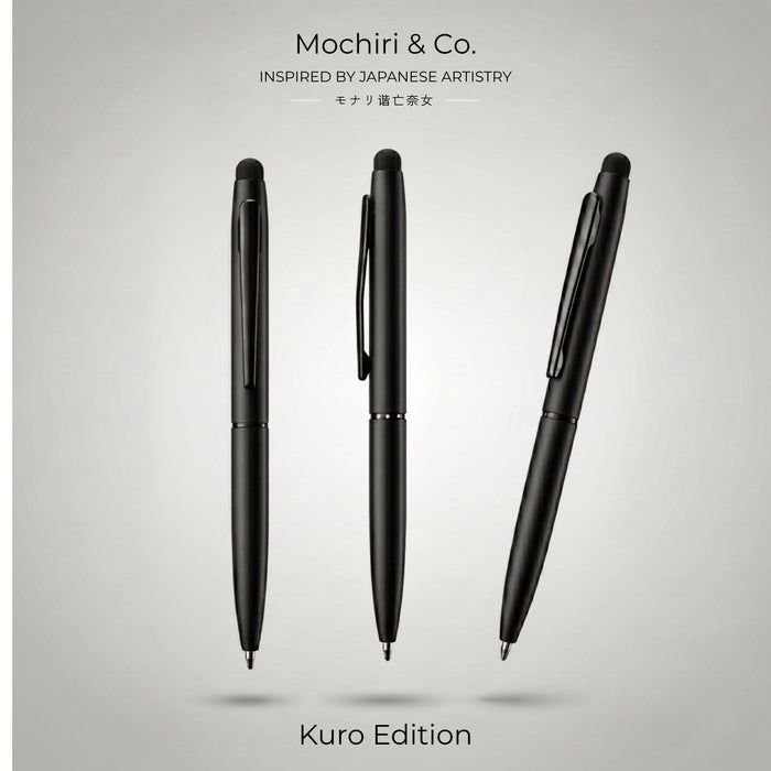 Mochiri & Co. Japan Inspired Kuro (黒) Edition Premium Mini Ball Pens Pack of 3