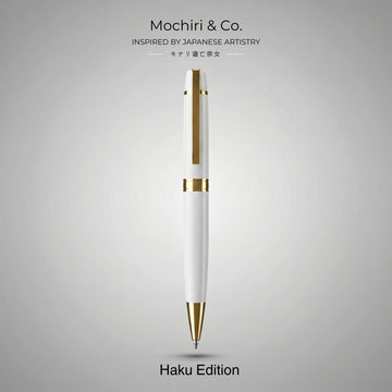 Mochiri & Co. Japan Inspired Haku (白) Edition Premium Ball Pen | White & Golden Metal Body