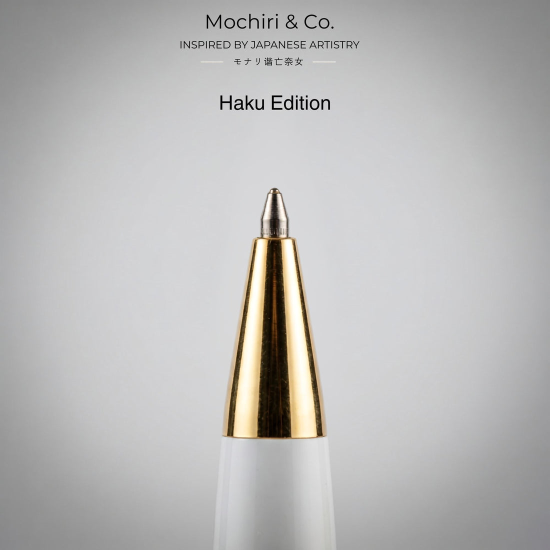 Mochiri & Co. Japan Inspired Haku (白) Edition Premium Ball Pen | White & Golden Metal Body